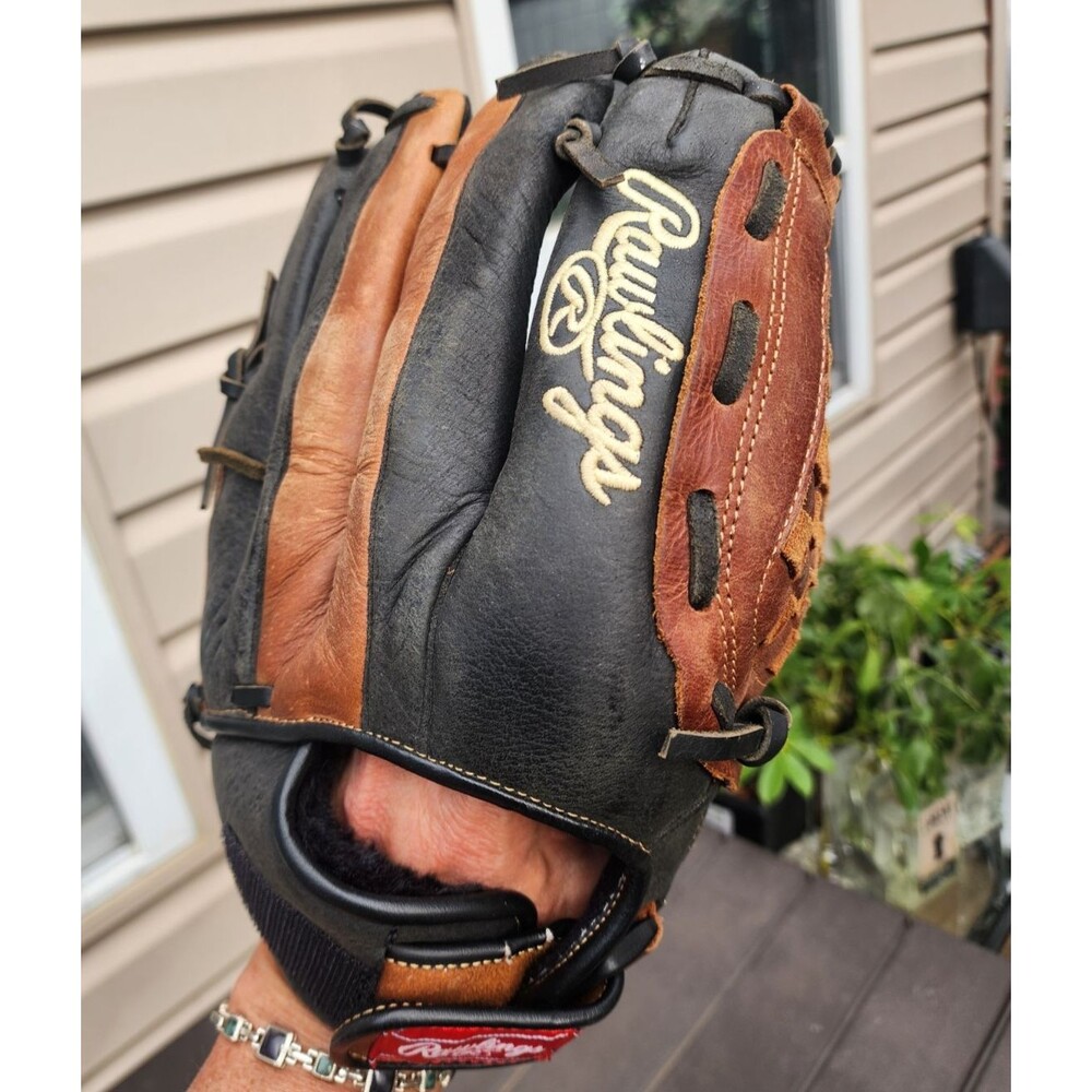 Rawlings RBG36BTN 12.5" Baseball Glove RHT Black Brown Leather Basket Web